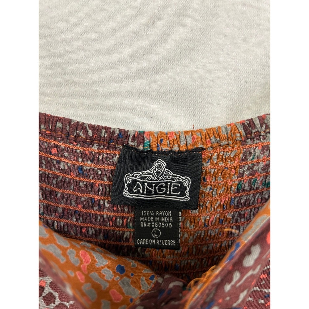 Boho Angie Womens Large Orange Burgundy Animal Print Dress Hippie Indie - Picture 3 of 8